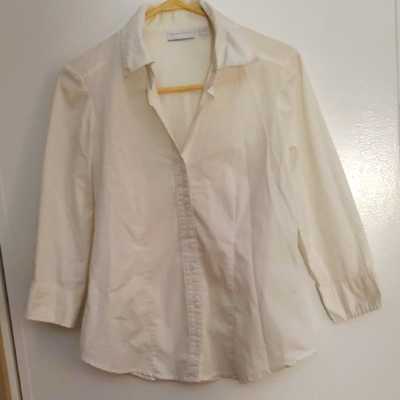 New York & Company White Butto  Down Blouse - Picture 1 of 4